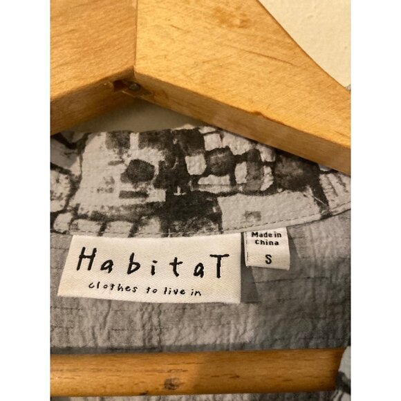 Habitat Women's Textured Fun Button Down High Low Shirt Collar Multi Grey Small - Picture 12 of 14